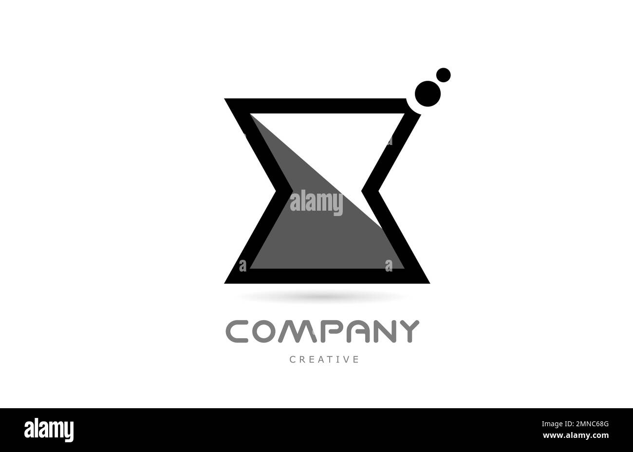 X icona del logo con lettera geometrica bianca nera con punti. Modello creativo per l'azienda Illustrazione Vettoriale
