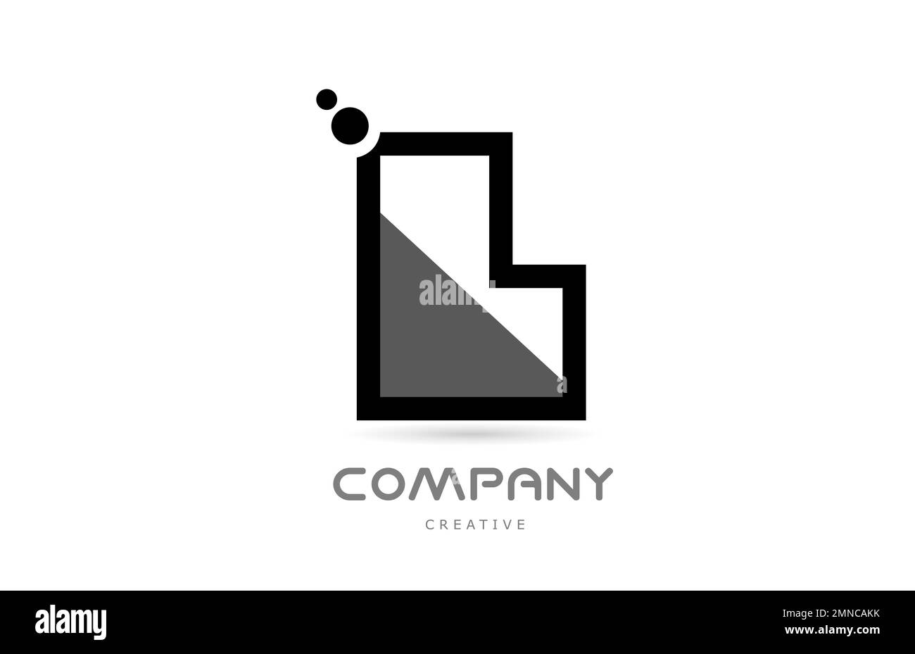 L icona del logo con lettera geometrica bianca nera con punti. Modello creativo per l'azienda Illustrazione Vettoriale