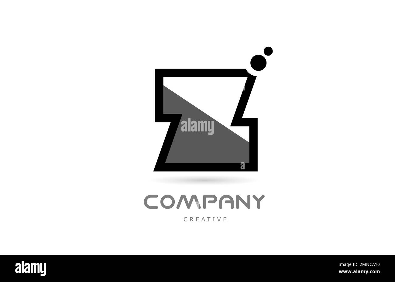 Z icona del logo con lettera geometrica bianca nera con punti. Modello creativo per l'azienda Illustrazione Vettoriale