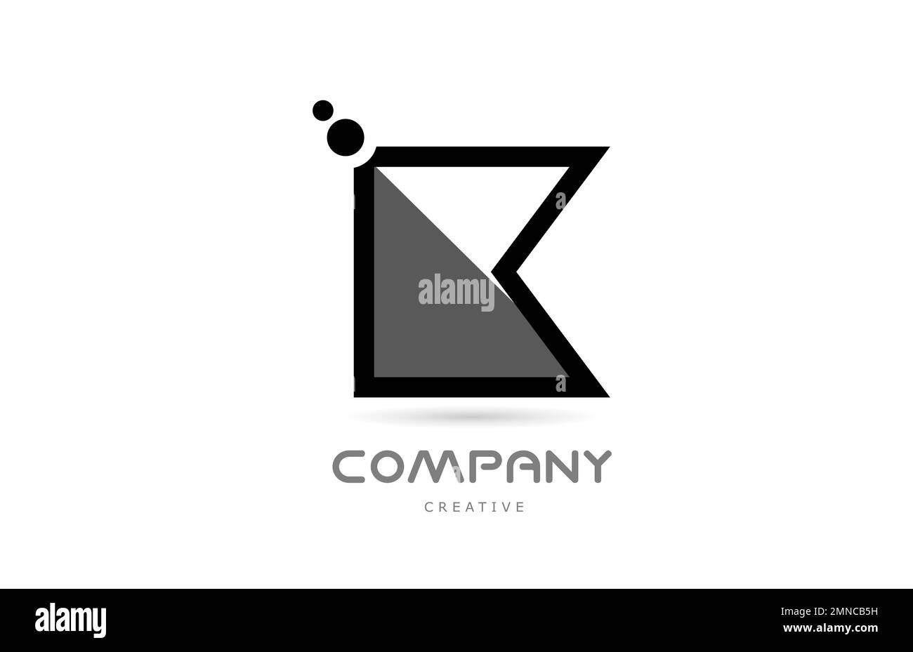 K icona del logo con lettera geometrica in alfabeto bianco nero con punti. Modello creativo per l'azienda Illustrazione Vettoriale
