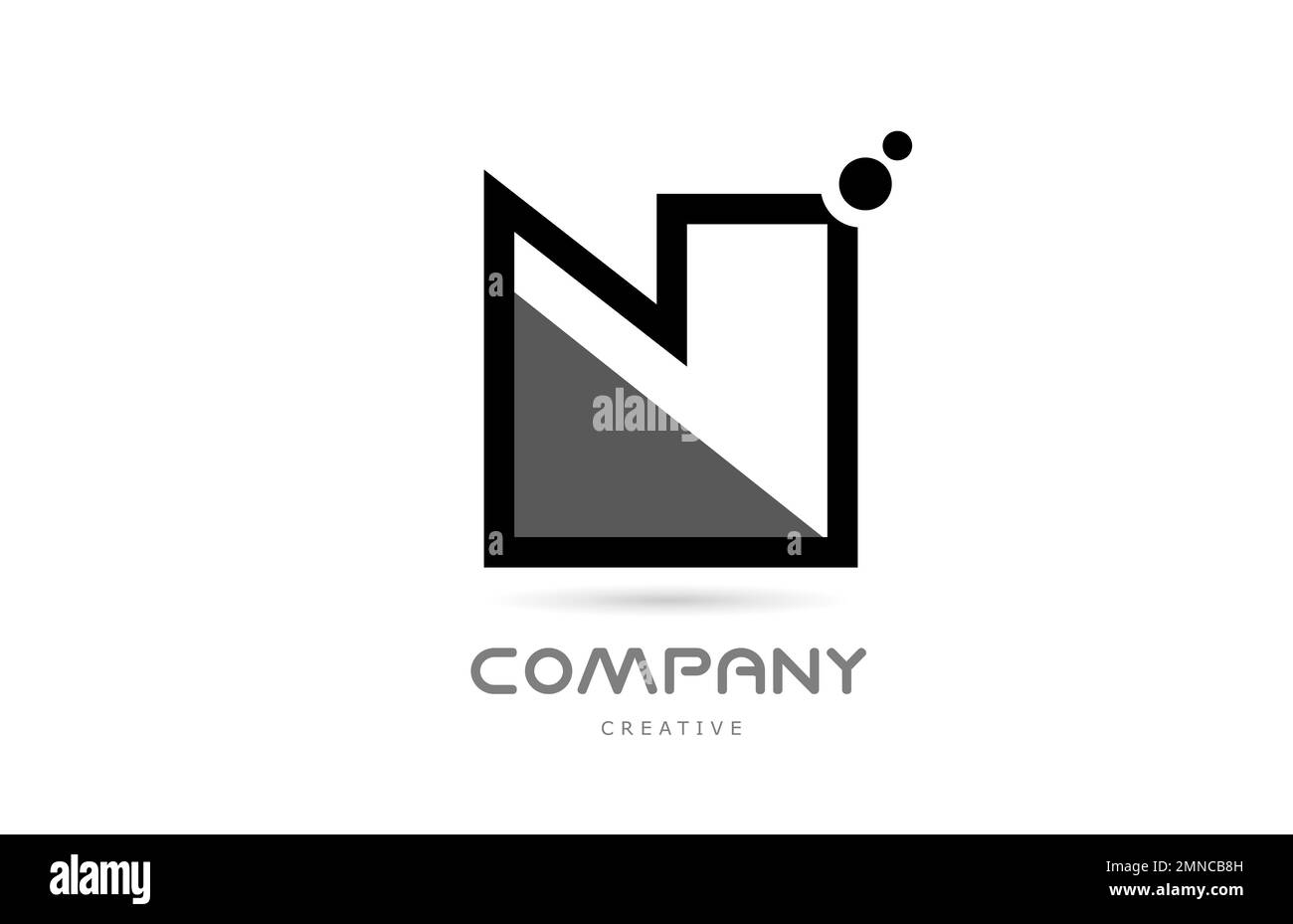 N icona del logo con lettera geometrica in alfabeto bianco nero con punti. Modello creativo per l'azienda Illustrazione Vettoriale