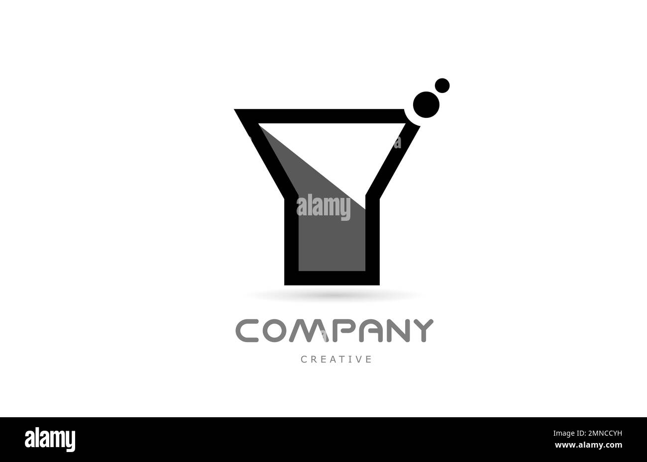 Y icona del logo con lettera geometrica bianca nera con punti. Modello creativo per l'azienda Illustrazione Vettoriale