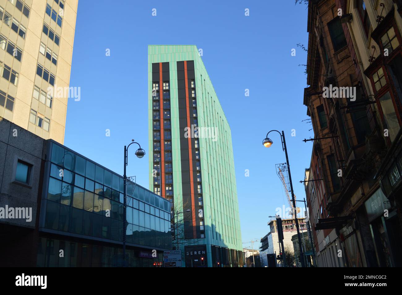 26th gennaio 2023, Swansea, Galles, Regno Unito. Vista dell'edificio Seren Student Accommodation da High Street. Foto Stock