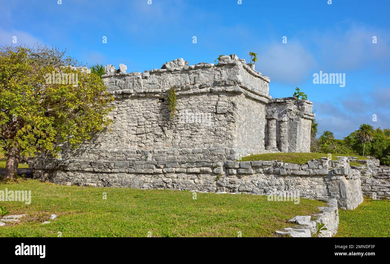Rovine di Tulum, città Maya precolombiana, Messico. Foto Stock