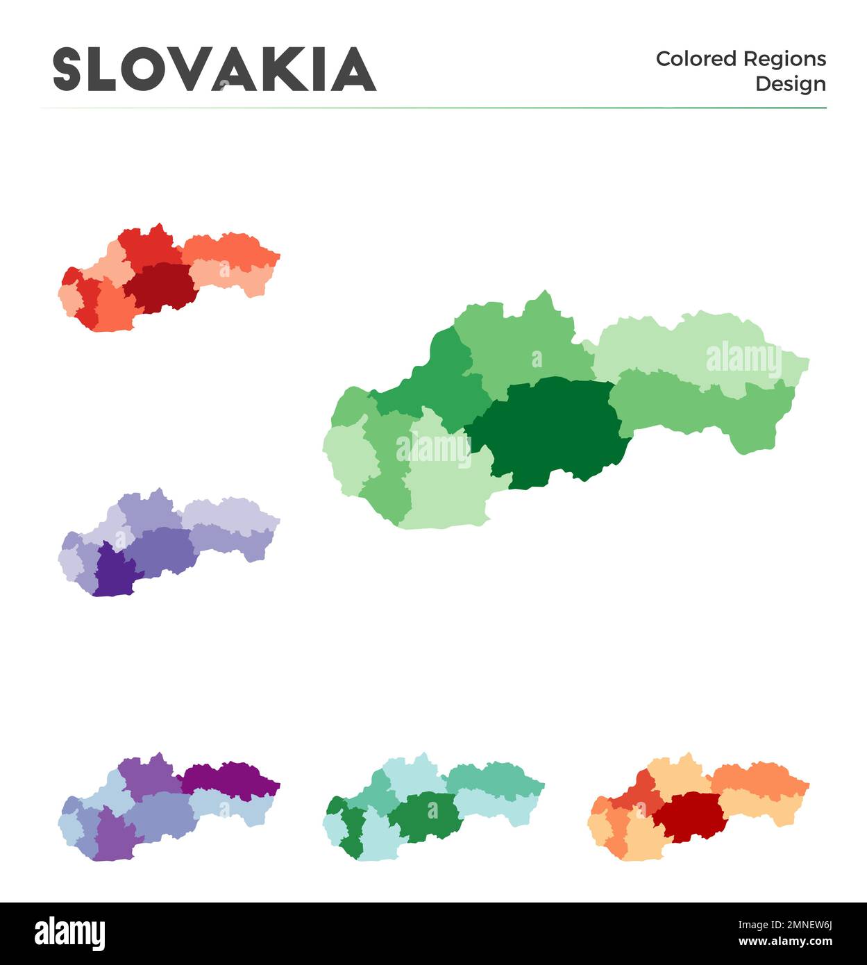 Raccolta mappe Slovacchia. Frontiere della Slovacchia per la vostra infografica. Regioni di paese colorate. Illustrazione vettoriale. Illustrazione Vettoriale