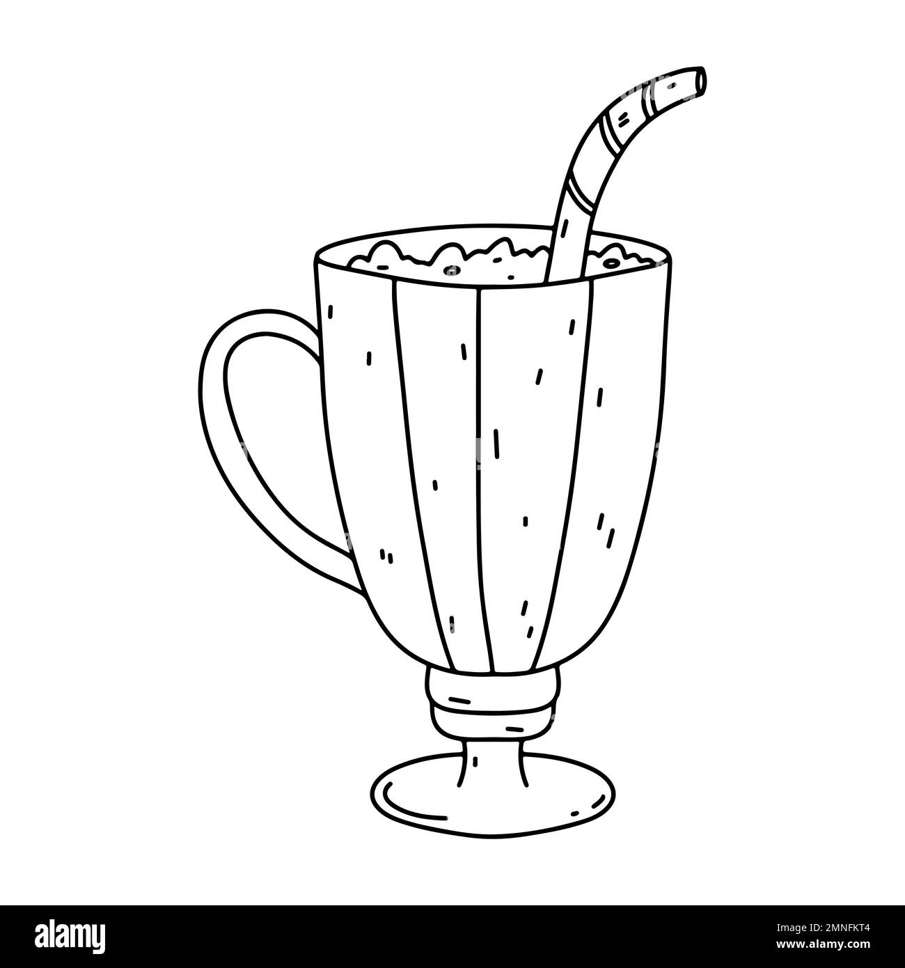 Cocktail in stile doodle. Grazioso bicchiere di bevanda dolce disegnato a mano. Illustrazione disegnata a mano con vettore isolata su sfondo bianco Illustrazione Vettoriale