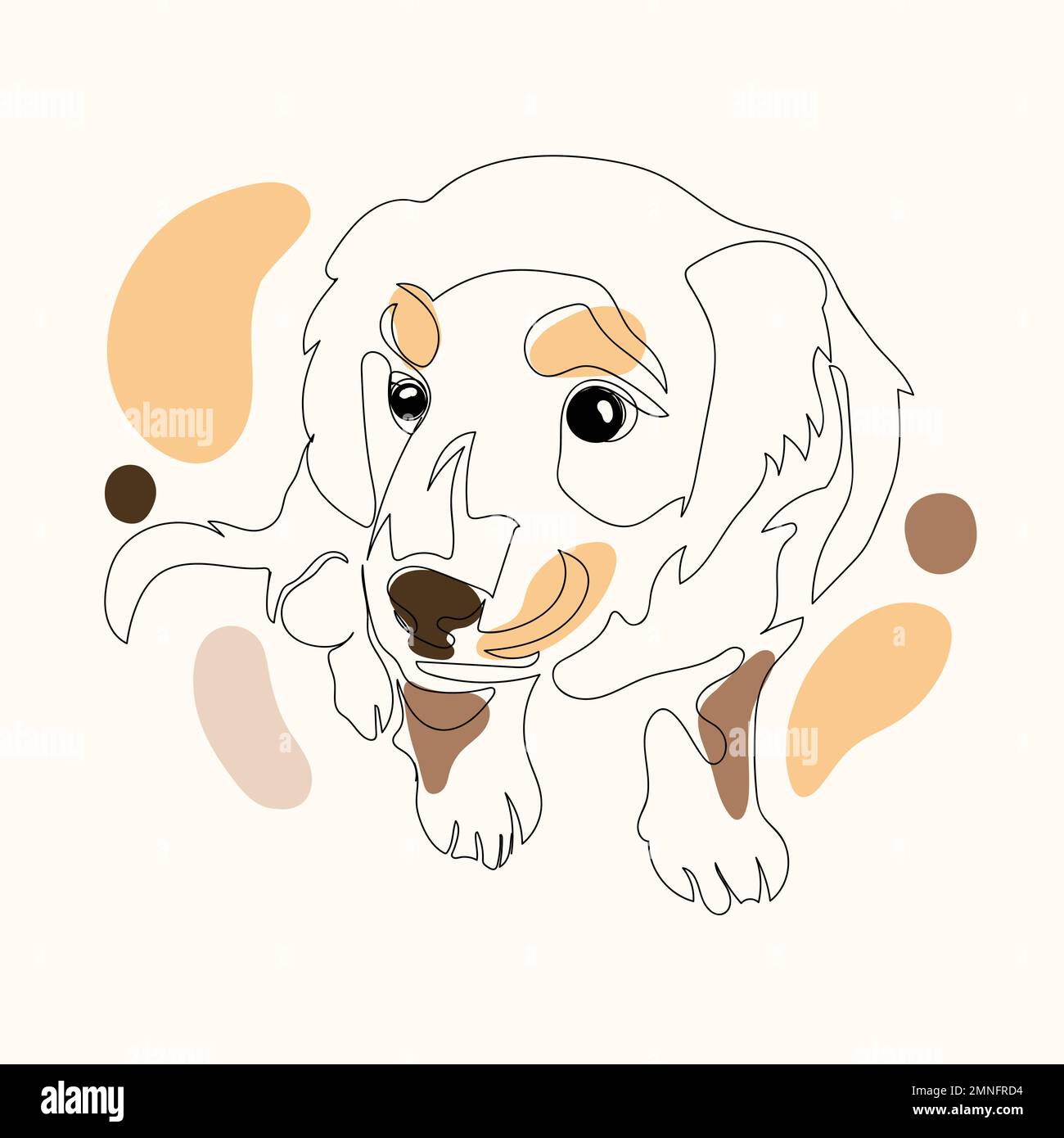 Linea continua di cucciolo carino con capelli lunghi dachshund Illustrazione Vettoriale