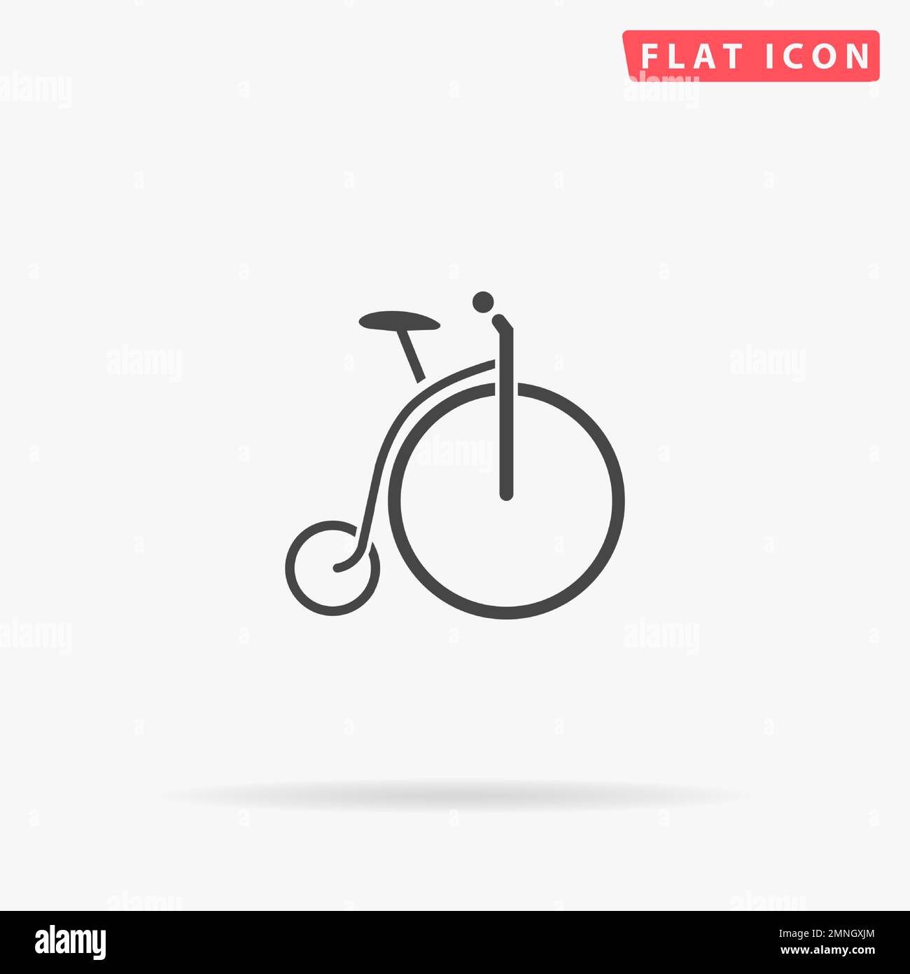 Icona vettoriale piatto bici retro. Illustrazioni di disegno di stile disegnate a mano. Illustrazione Vettoriale