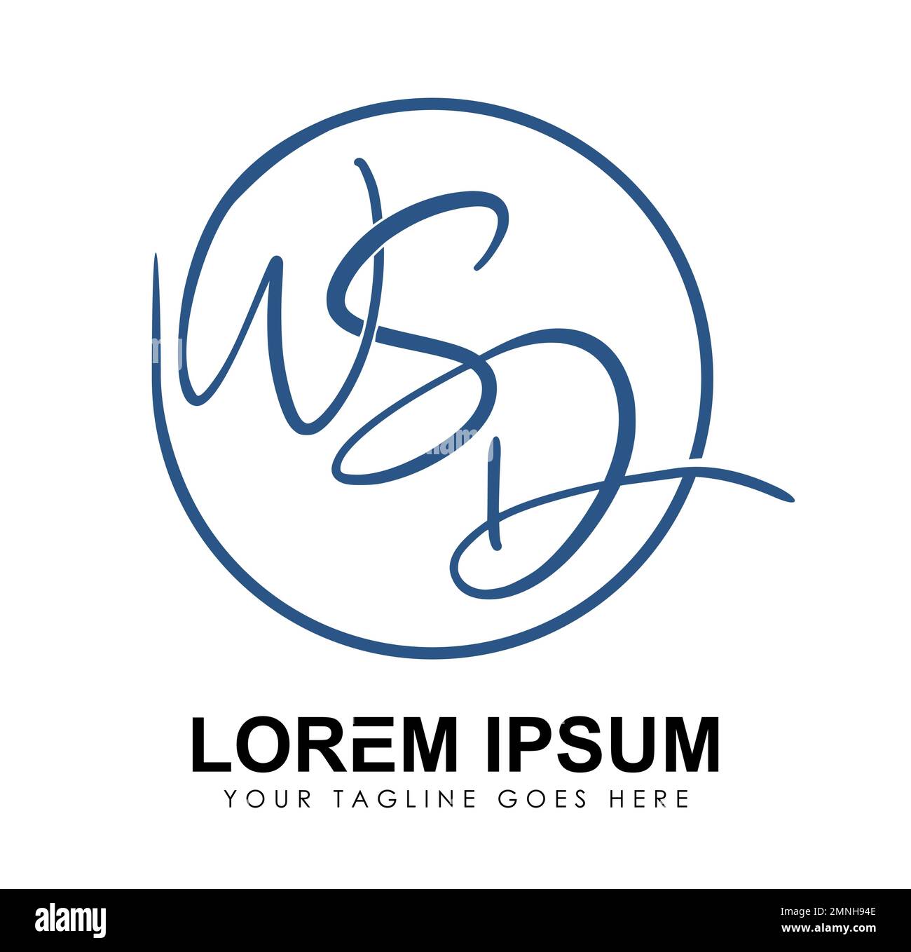 Logo Monogram vettore lettere iniziali WSD Firma illustrazione su sfondo bianco isolato Illustrazione Vettoriale