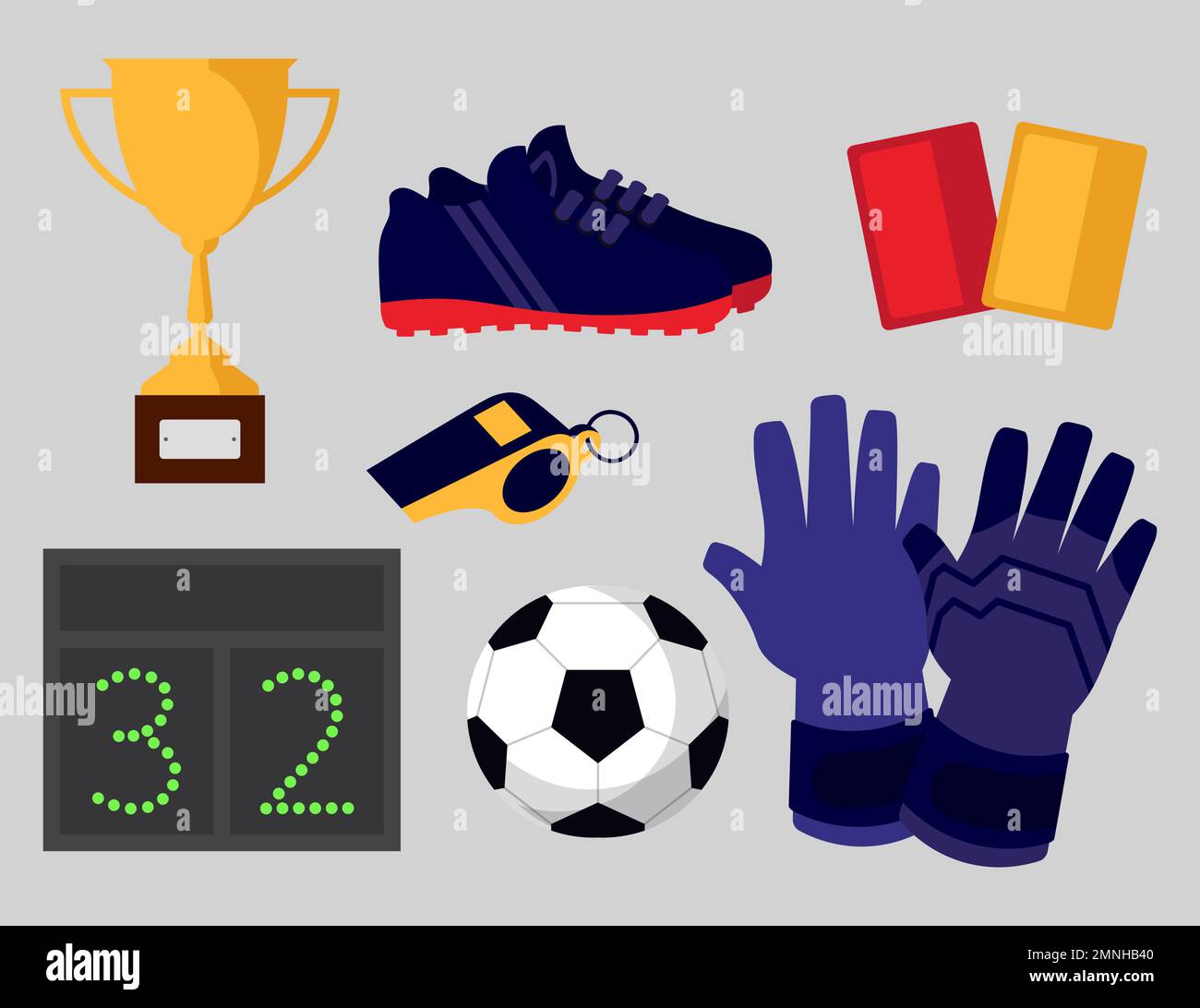Set di elementi da calcio per la competizione sportiva Design Flat Style Vector Illustration Illustrazione Vettoriale
