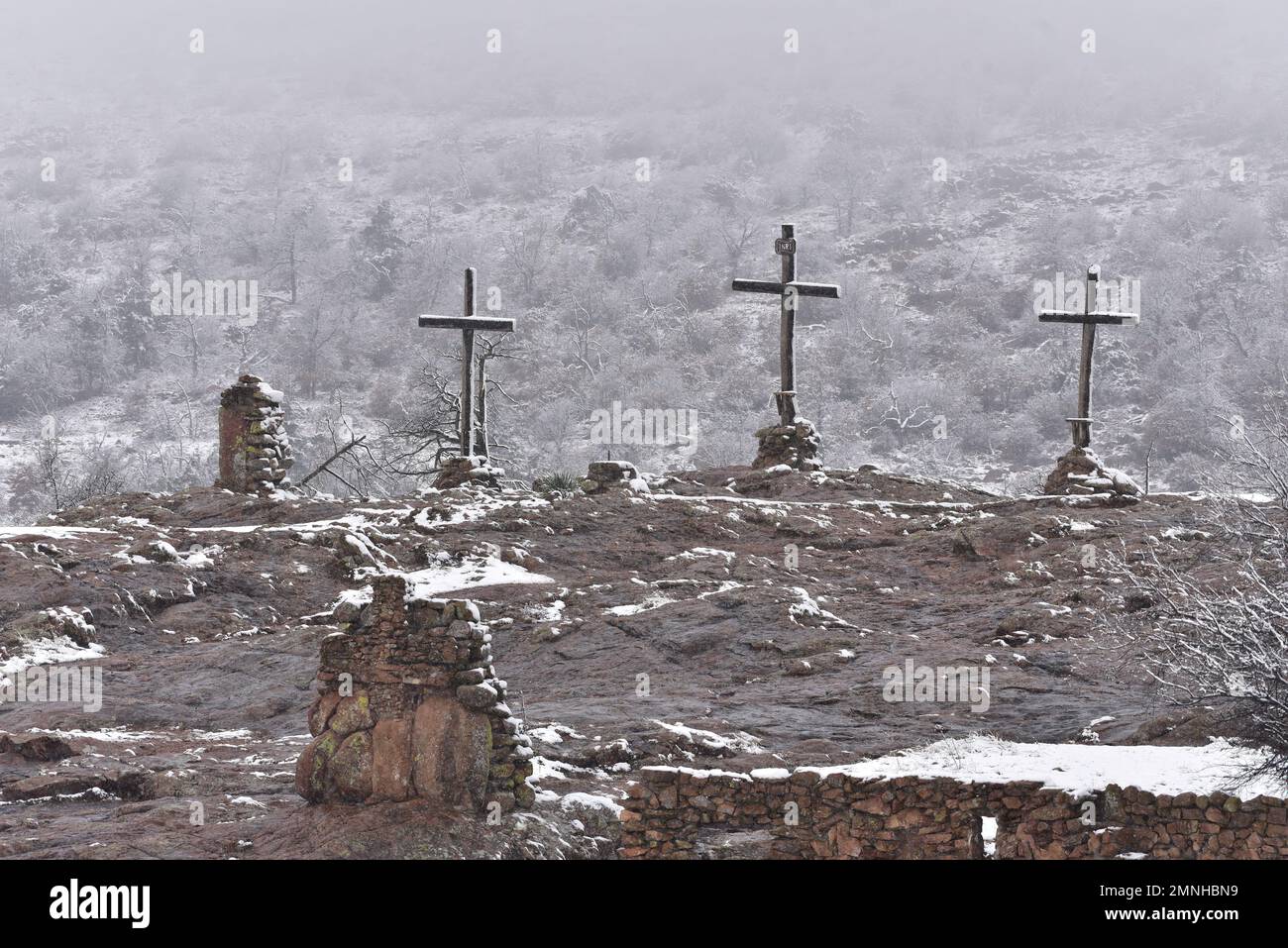 Neve al Wichita Mountains Wildlife Refuge, Oklahoma Foto Stock