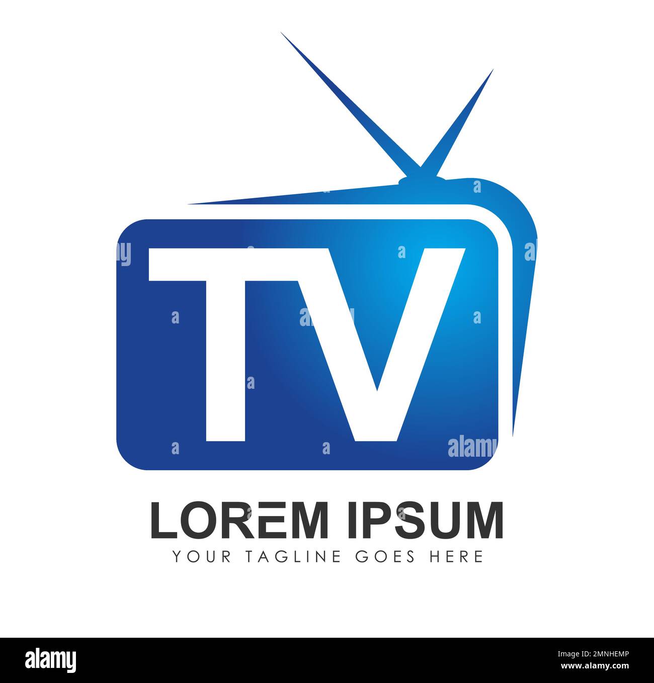 Icona vettoriale modello logo TV Illustrazione del segno su sfondo bianco isolato Illustrazione Vettoriale