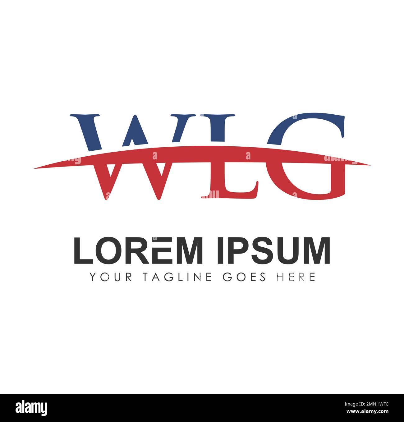 WLG Monogram Logo lettere iniziali segno vettoriale illustrazione su sfondo bianco isolato Illustrazione Vettoriale