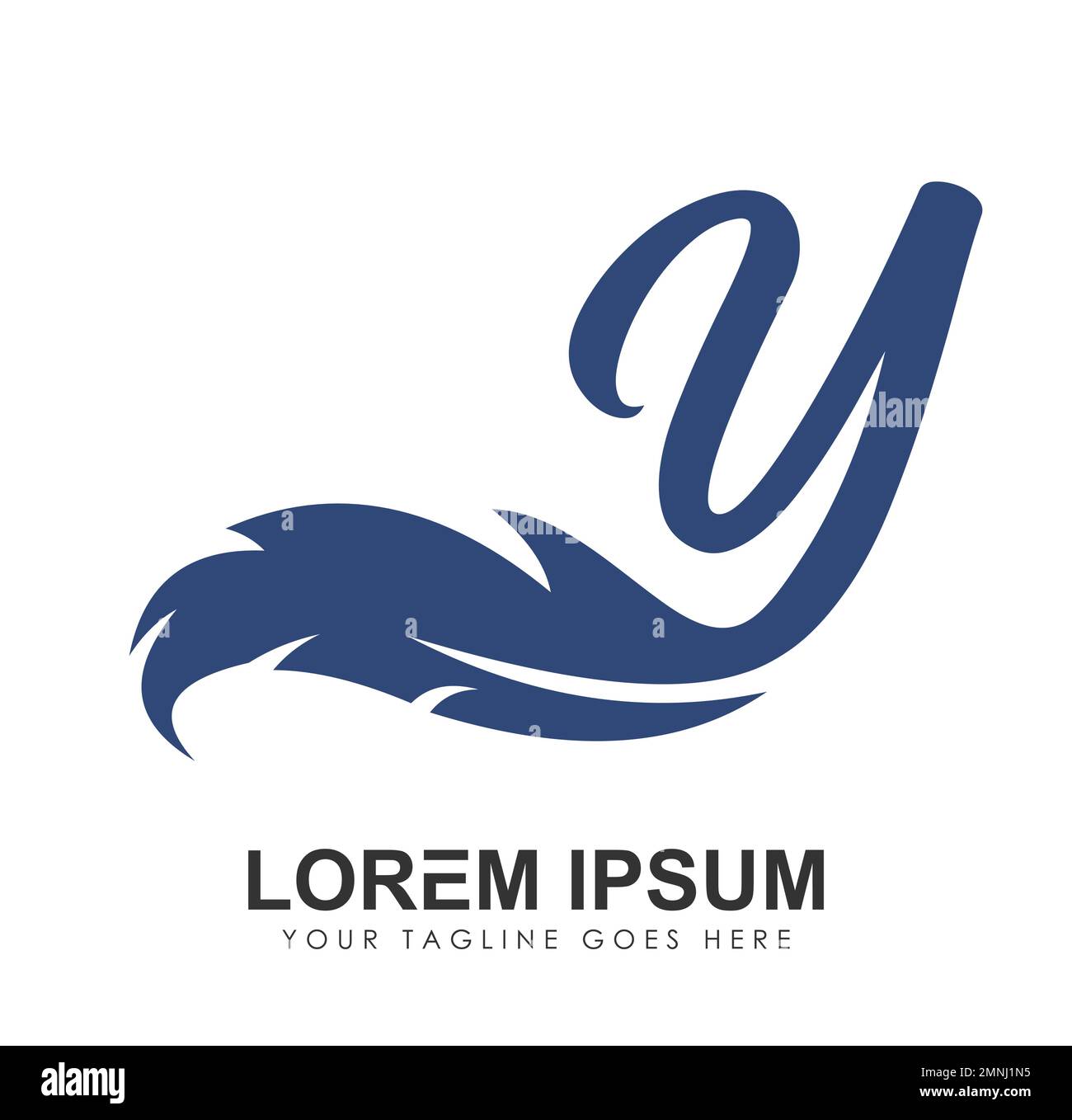 Logo Feather Monogram lettera iniziale Y segno vettoriale illustrazione su sfondo bianco isolato Illustrazione Vettoriale
