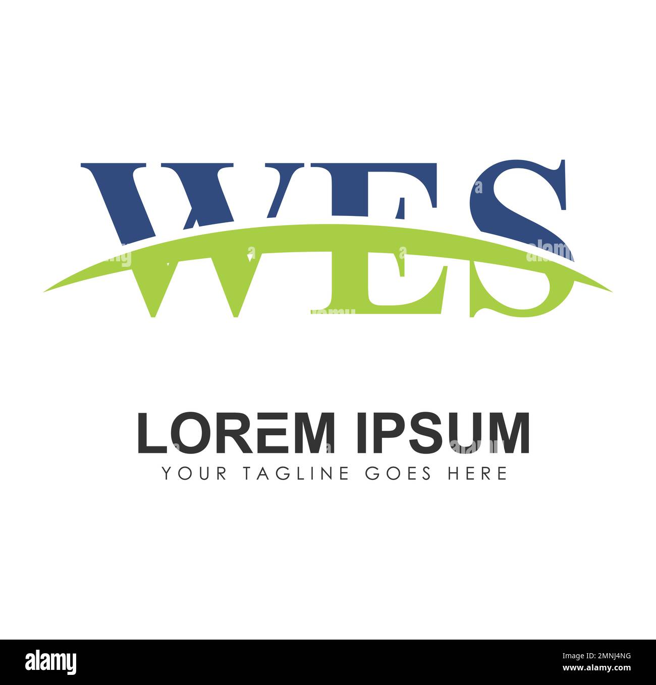 Logo monogramma lettere iniziali WES Firma illustrazione isolata su sfondo bianco Illustrazione Vettoriale