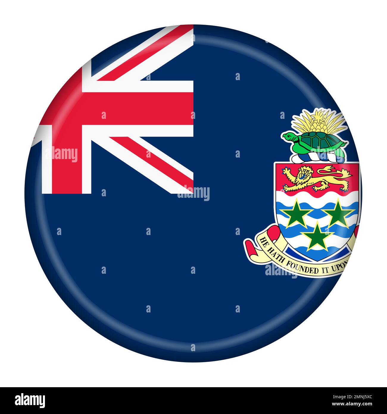 Isole Cayman pulsante bandiera 3D illustrazione con tracciato di ritaglio Foto Stock