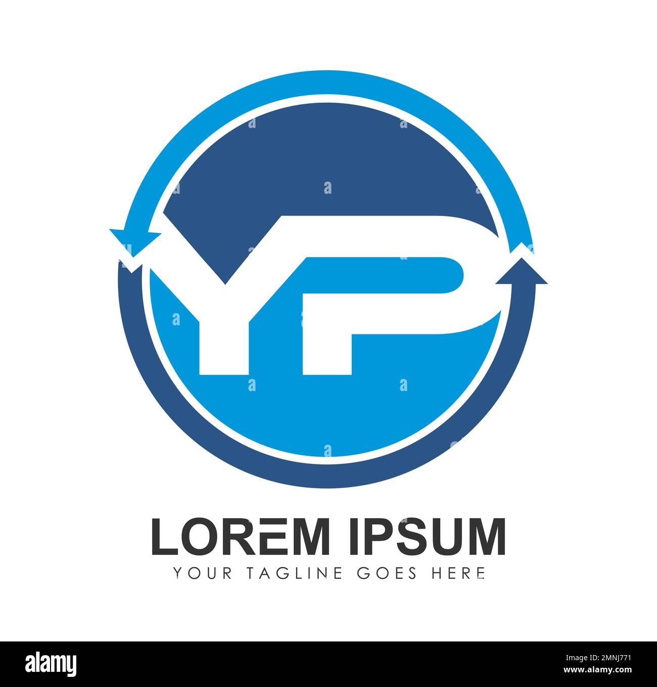 Logo monogramma lettere iniziali YP Firma illustrazione su sfondo bianco isolato Illustrazione Vettoriale