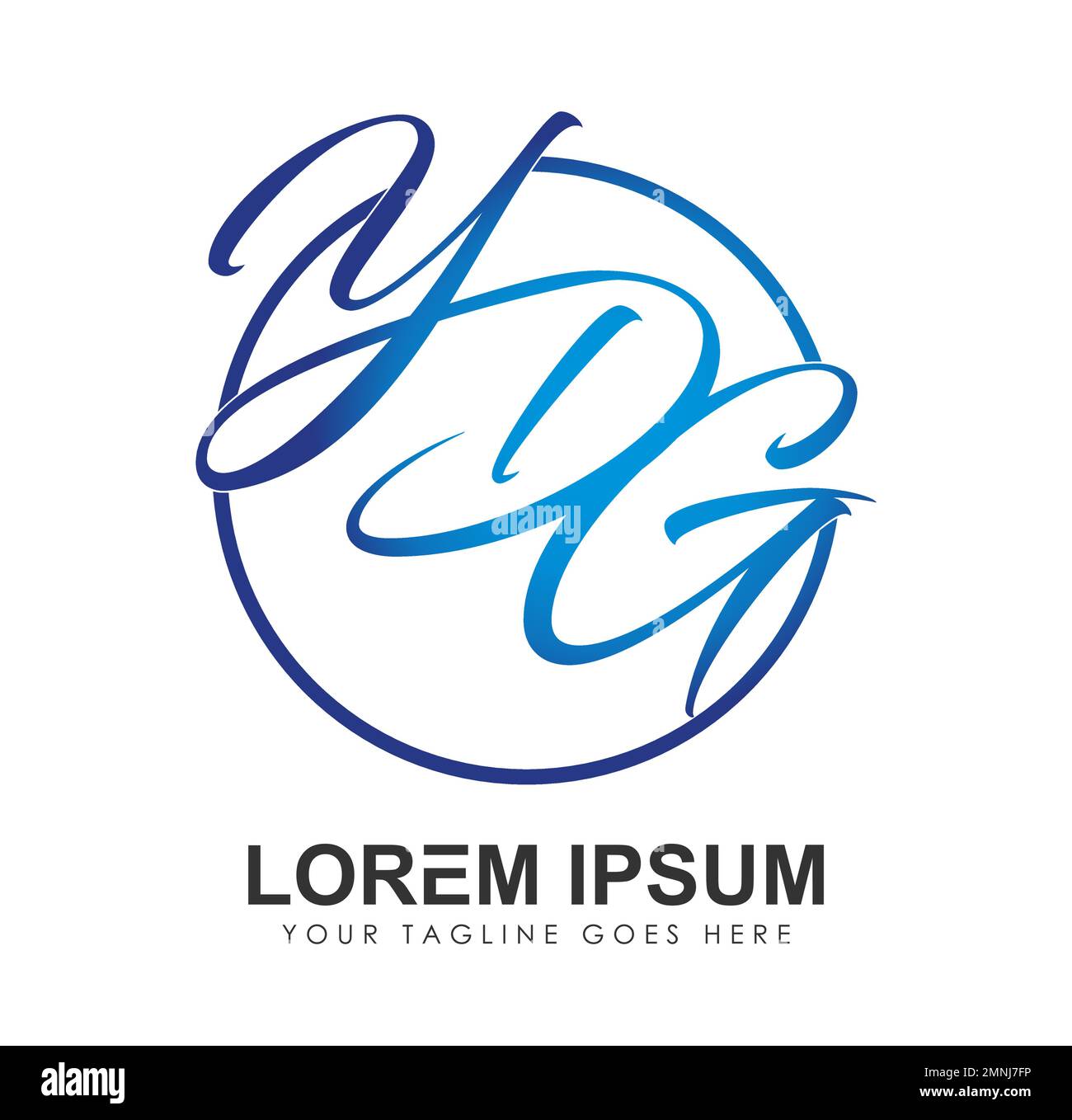 Logo monogramma lettere iniziali YDG Firma illustrazione su sfondo bianco isolato Illustrazione Vettoriale