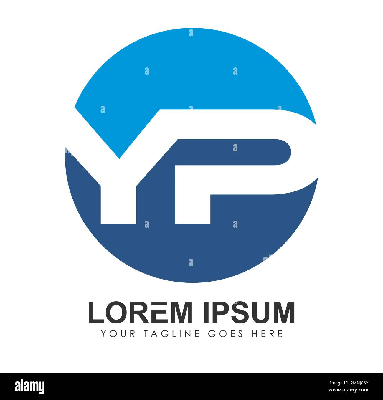 Logo monogramma lettere iniziali YP Firma illustrazione su sfondo bianco isolato Illustrazione Vettoriale