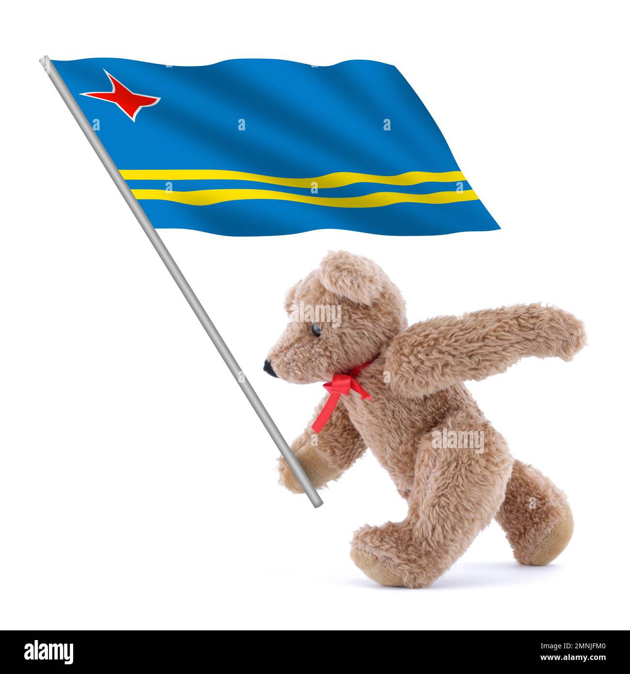 Bandiera di Aruba che è portata da un orsacchiotto carino Foto Stock