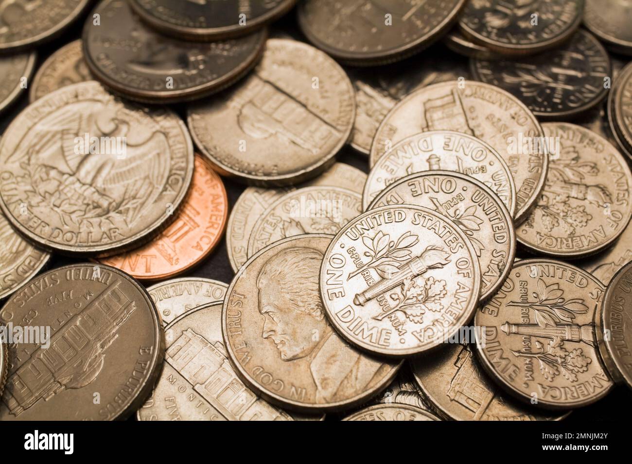 Monete americane assortite. Foto Stock