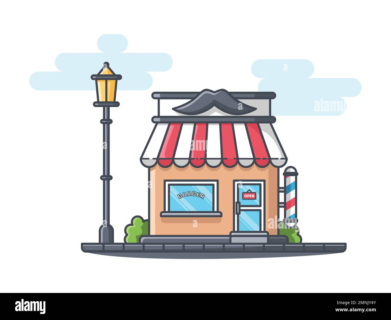 Illustrazione di Barbershop Store su un formato vettoriale di sfondo bianco Illustrazione Vettoriale