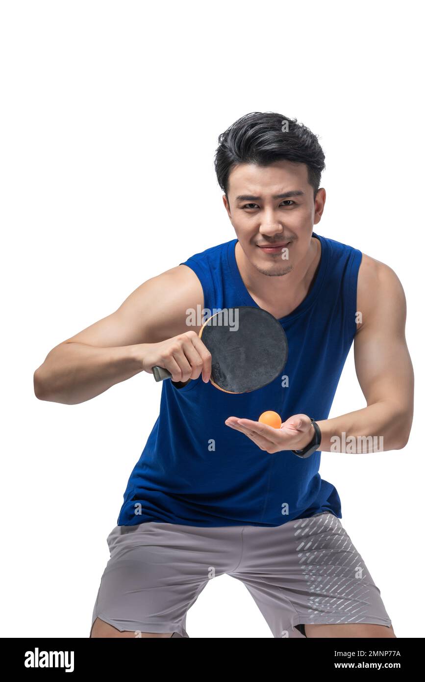 Il giovane a giocare a ping pong Foto Stock