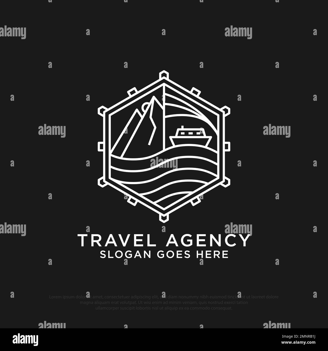 Logo Outdoor Tour and Travel Agency con illustrazione vettoriale, ideale per viaggi, vacanze, attività all'aperto logo icona disegni line art Illustrazione Vettoriale