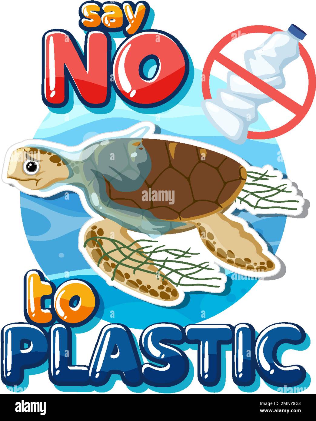 Non dire alcuna illustrazione di disegno del banner del logo di plastica Illustrazione Vettoriale