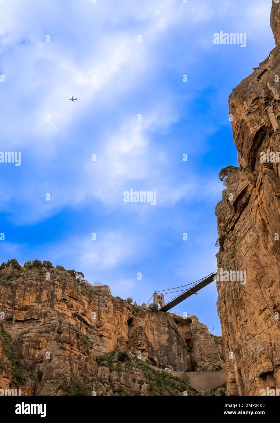 Sidi m'Cid ponte su un enorme canyon, Nord Africa, Costantino, Algeria Foto Stock