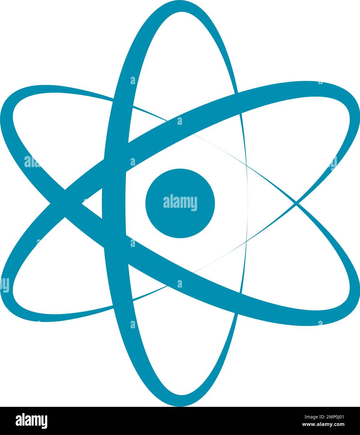 Icona atomica blu. Subatomico. Vettore modificabile. Illustrazione Vettoriale