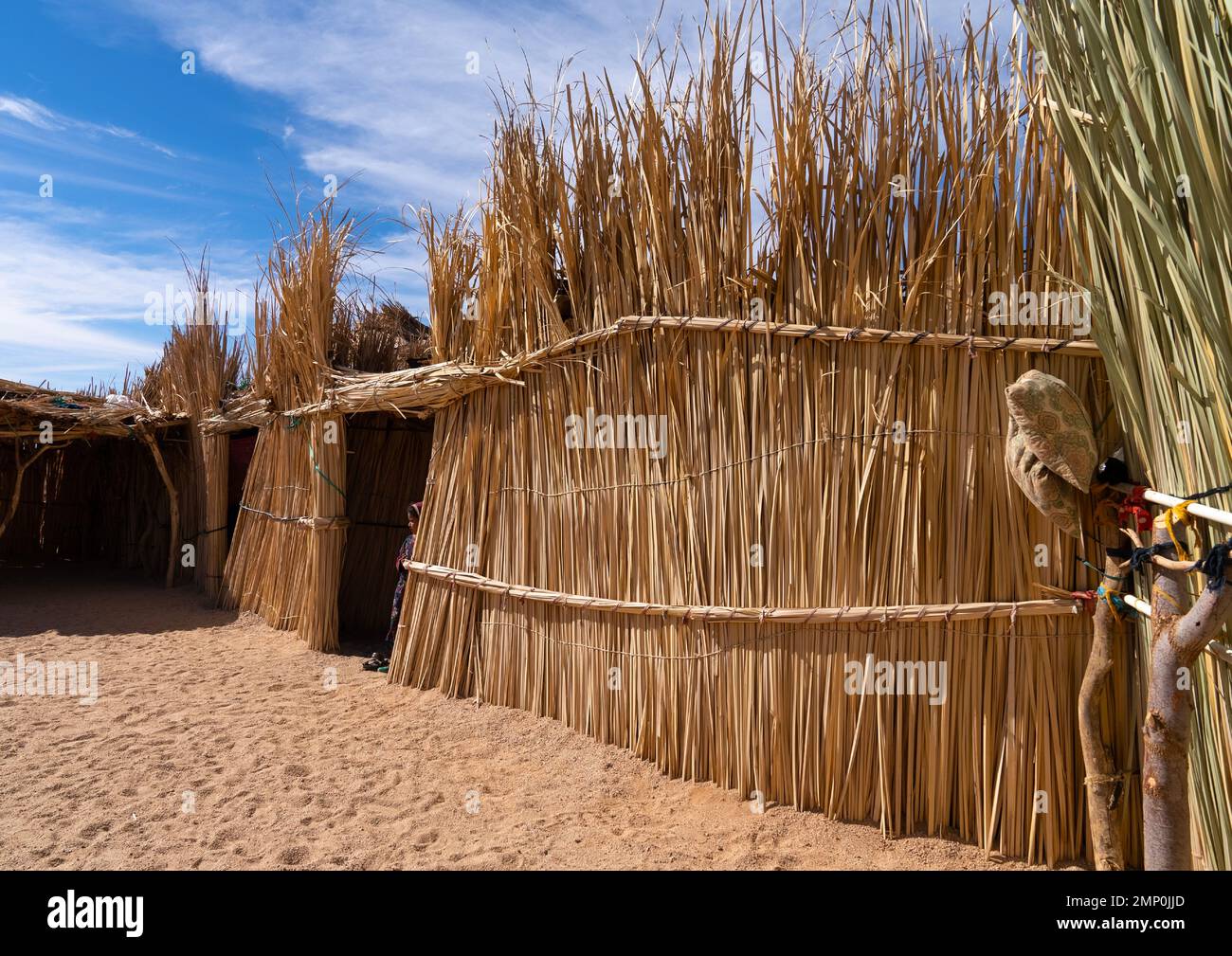 Tradizionale casa di canna tuareg, Nord Africa, Tamanrasset, Algeria Foto Stock