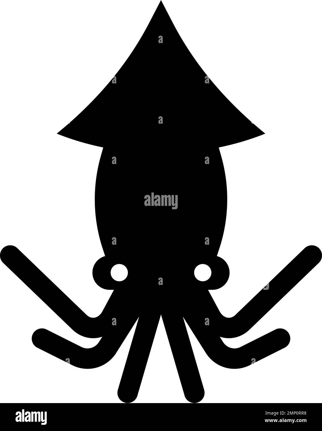 Icona di silhouette calamari. Creatura marina. Vettore modificabile. Illustrazione Vettoriale