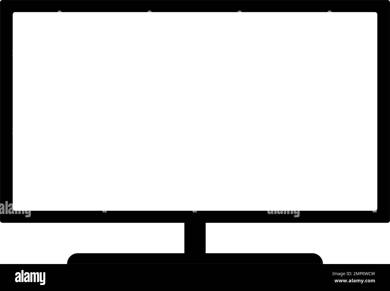 Icona TV a schermo piatto con schermo bianco. Vettore modificabile. Illustrazione Vettoriale
