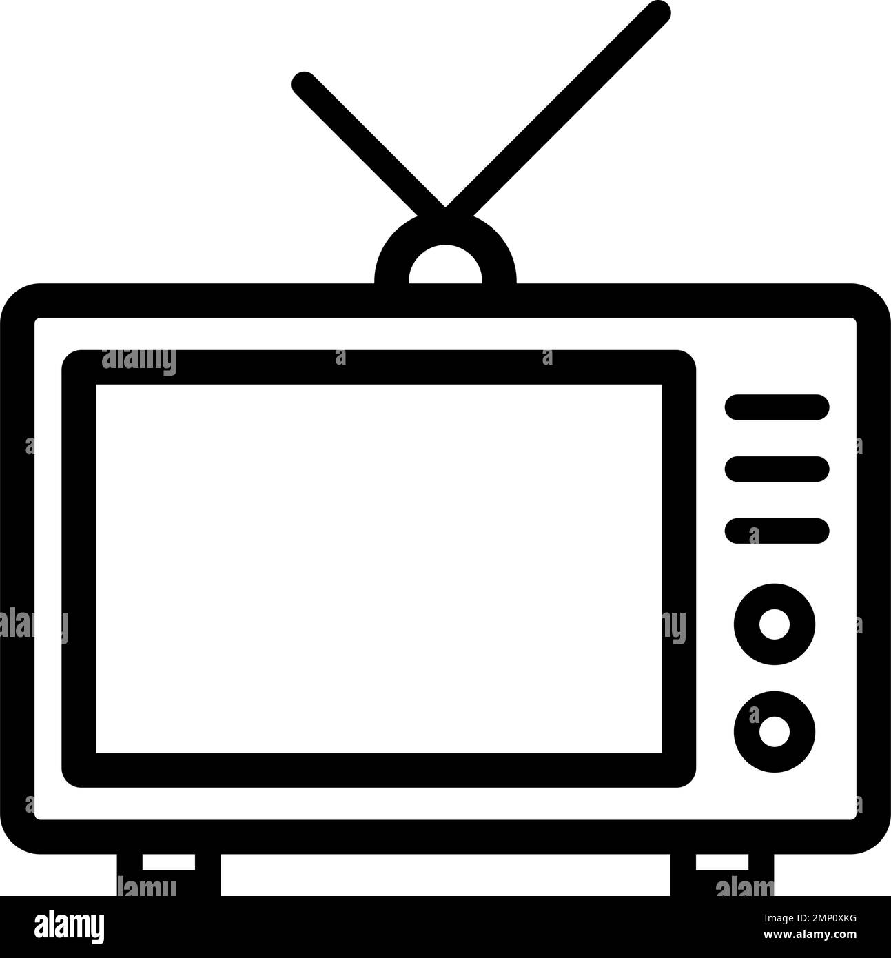 Vecchia icona TV con antenna. Vettore modificabile. Illustrazione Vettoriale