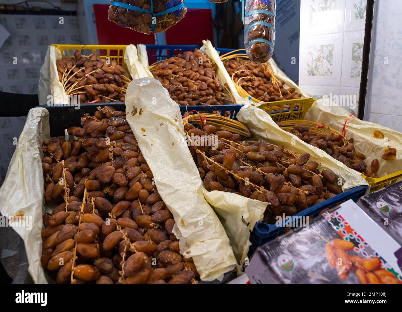 Date di vendita sul mercato, Nord Africa, Ghardaia, Algeria Foto Stock