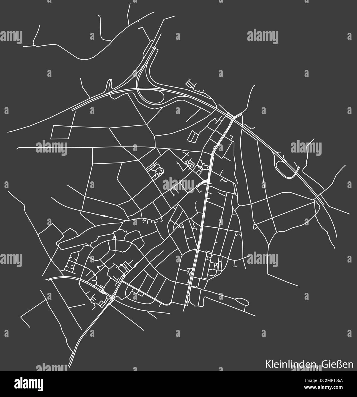 Mappa stradale del QUARTIERE KLEINLINDEN, GIESSEN Illustrazione Vettoriale