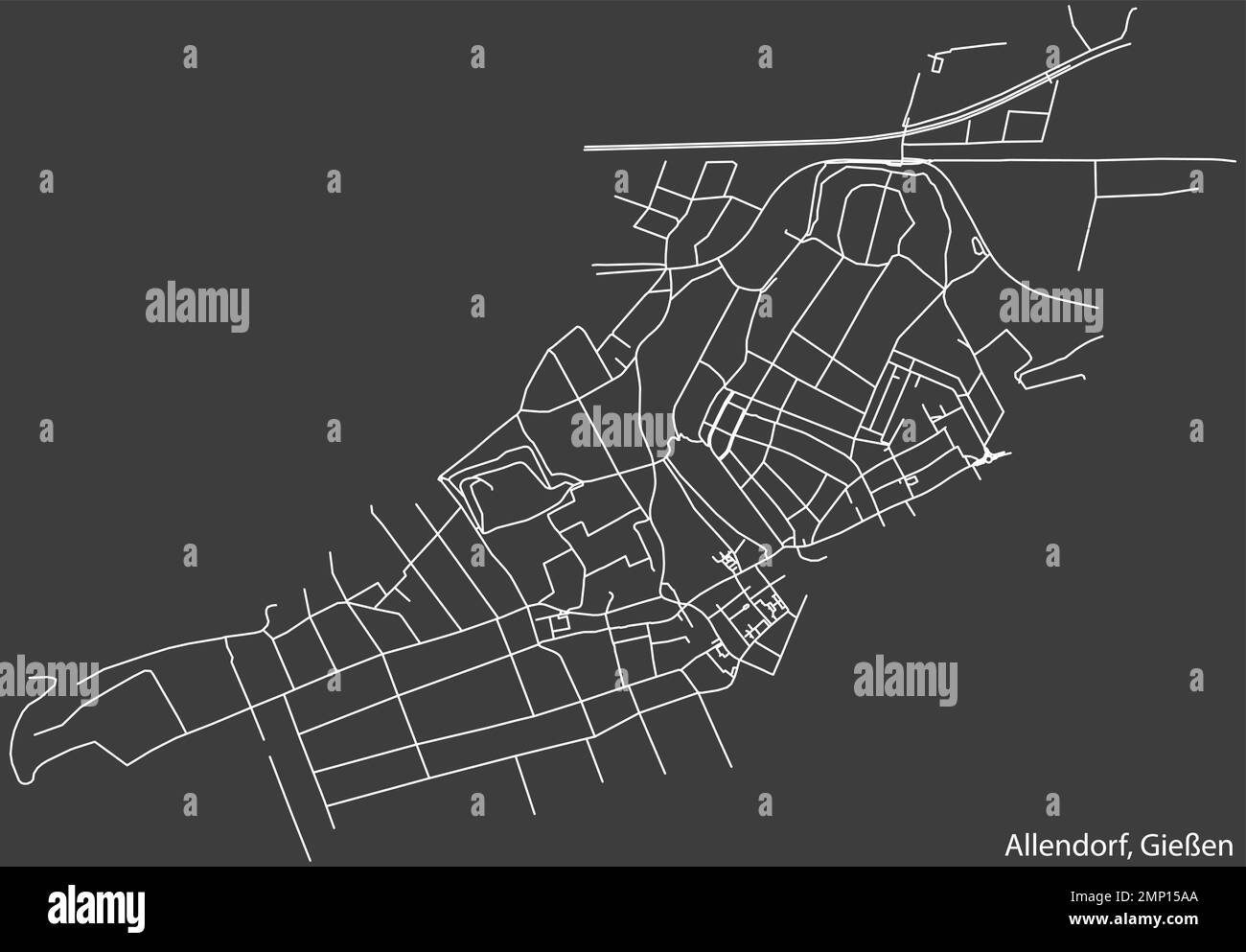 Mappa stradale del QUARTIERE ALLENDORF, GIESSEN Illustrazione Vettoriale