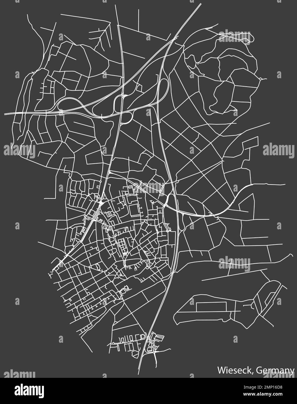 Mappa stradale del QUARTIERE WIESECK, GIESSEN Illustrazione Vettoriale