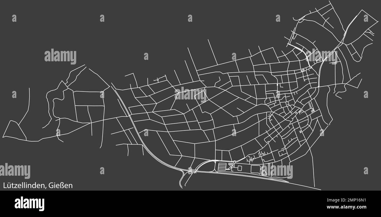 Mappa stradale del QUARTIERE LÜTZELLINDEN, GIESSEN Illustrazione Vettoriale