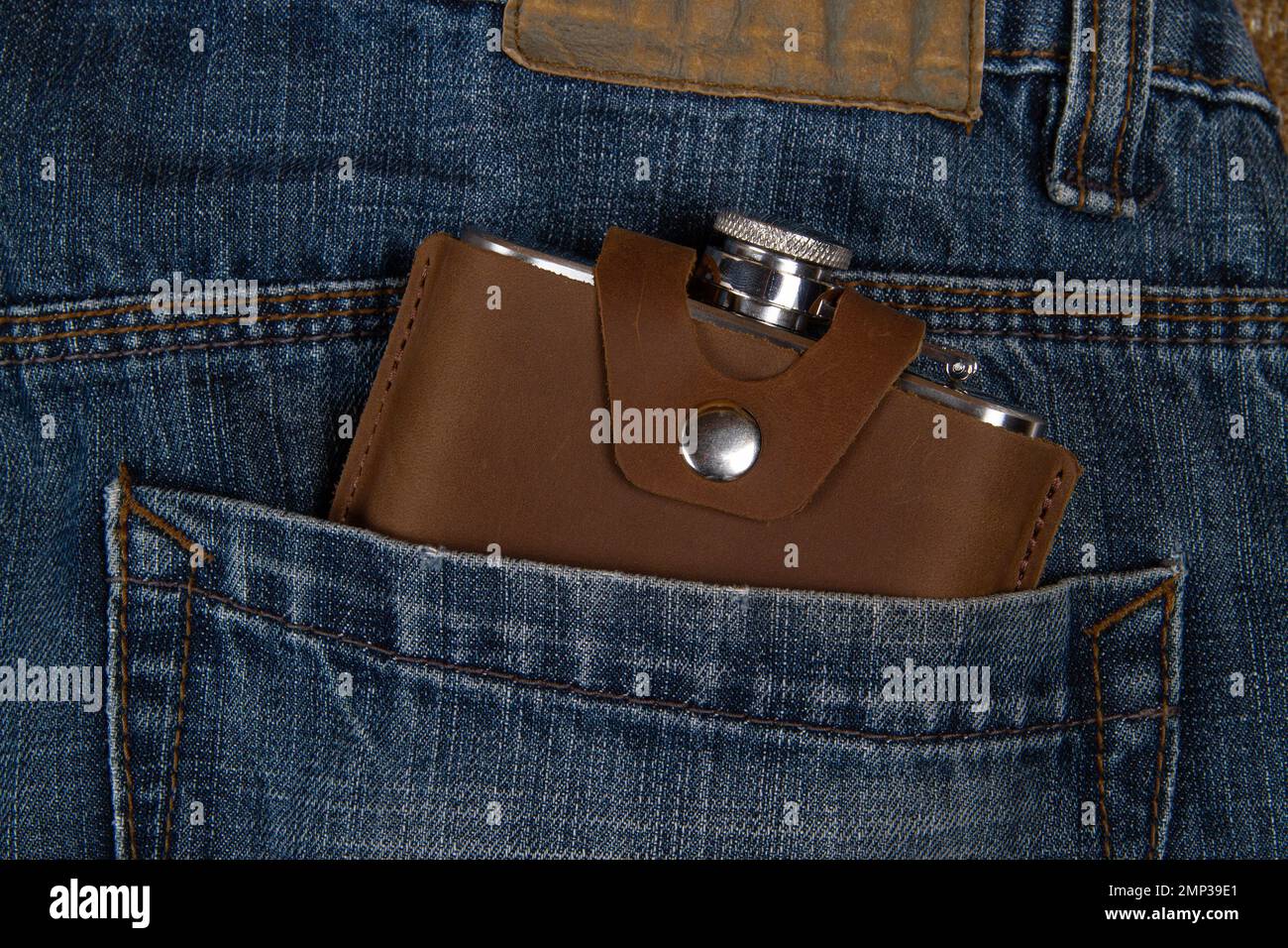 Fiaschetta in denim blue jeans pocket Foto Stock
