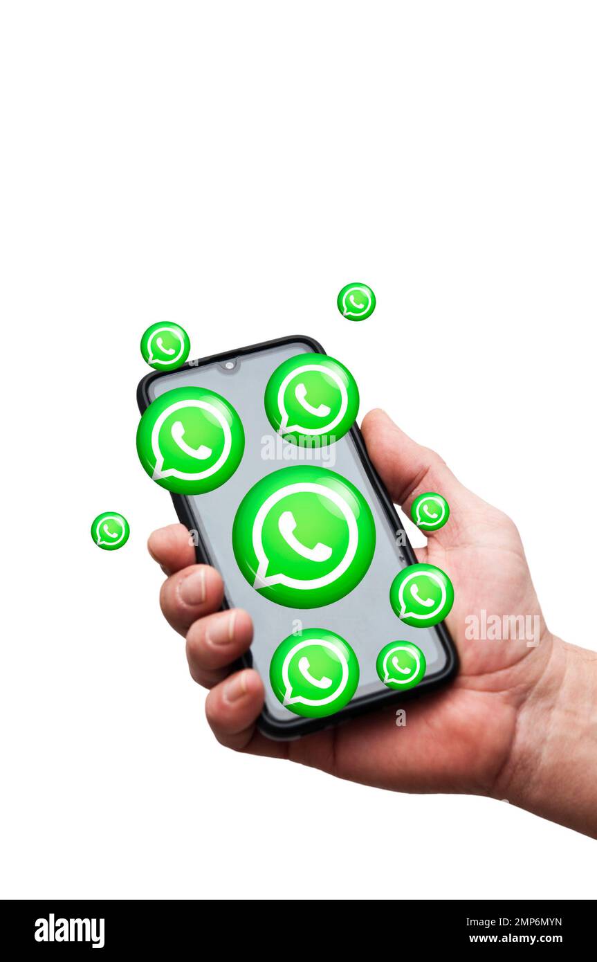 Concetto per la messaggistica Whatsapp e il servizio VoIP Foto Stock