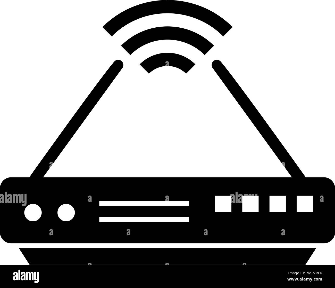 Icona della silhouette del router wireless. Internet Wi-Fi. Vettore modificabile. Illustrazione Vettoriale