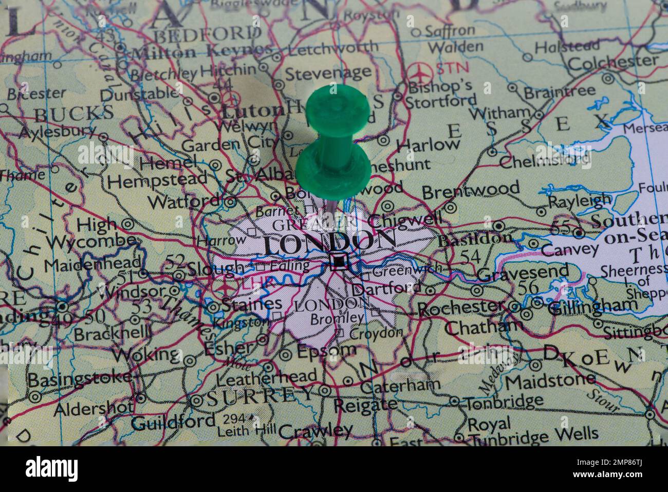Posizione pin sulla mappa londra Foto Stock