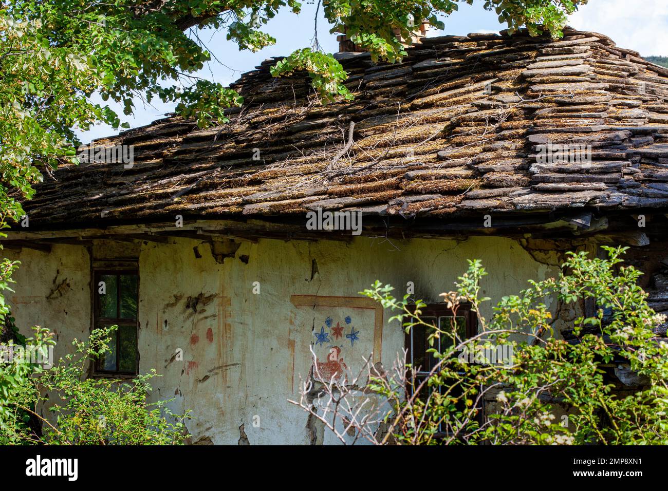 Villaggio Staro Stefanovo, antica architettura tradizionale, comune di Lovech Foto Stock