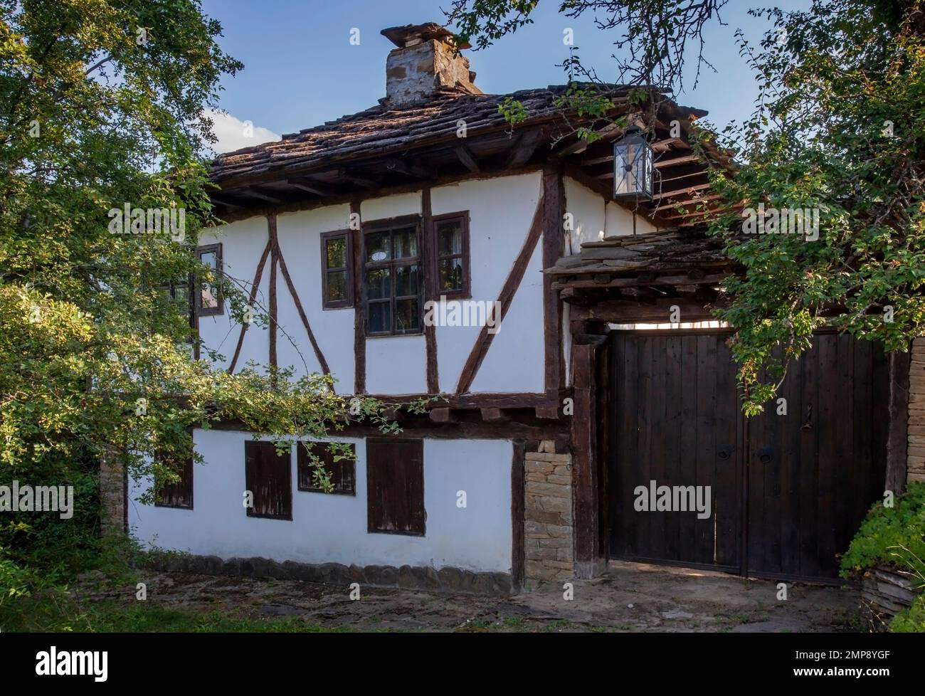 Villaggio Staro Stefanovo, antica architettura tradizionale, comune di Lovech Foto Stock