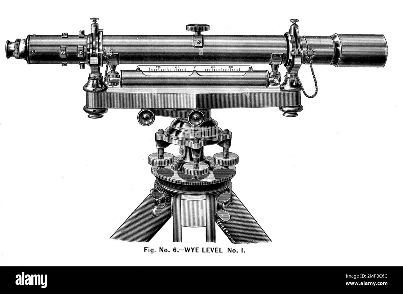 Wye Level No. 1 Catalogo illustrato di strumenti di ingegneria, di topografia e scientifici prodotti da Mahn & Co.. Editore St. Luigi, Lu. Woodward & Tiernan Printing Co. 1893 Foto Stock