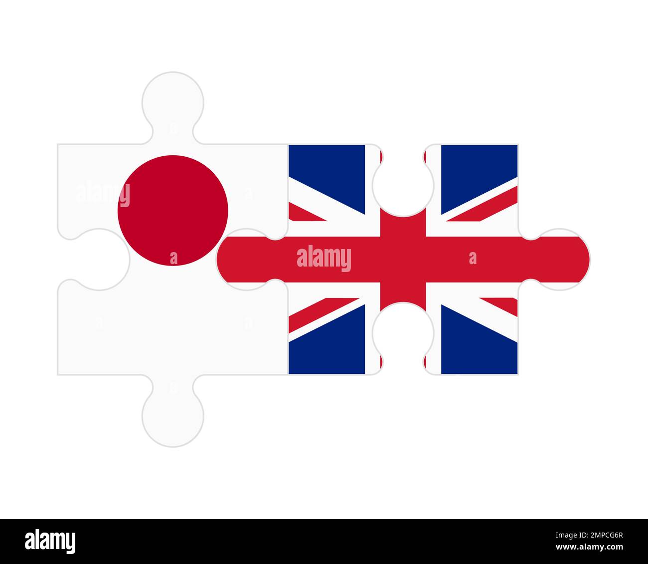 Puzzle connesso di bandiere del Giappone e del Regno Unito, vettore Illustrazione Vettoriale