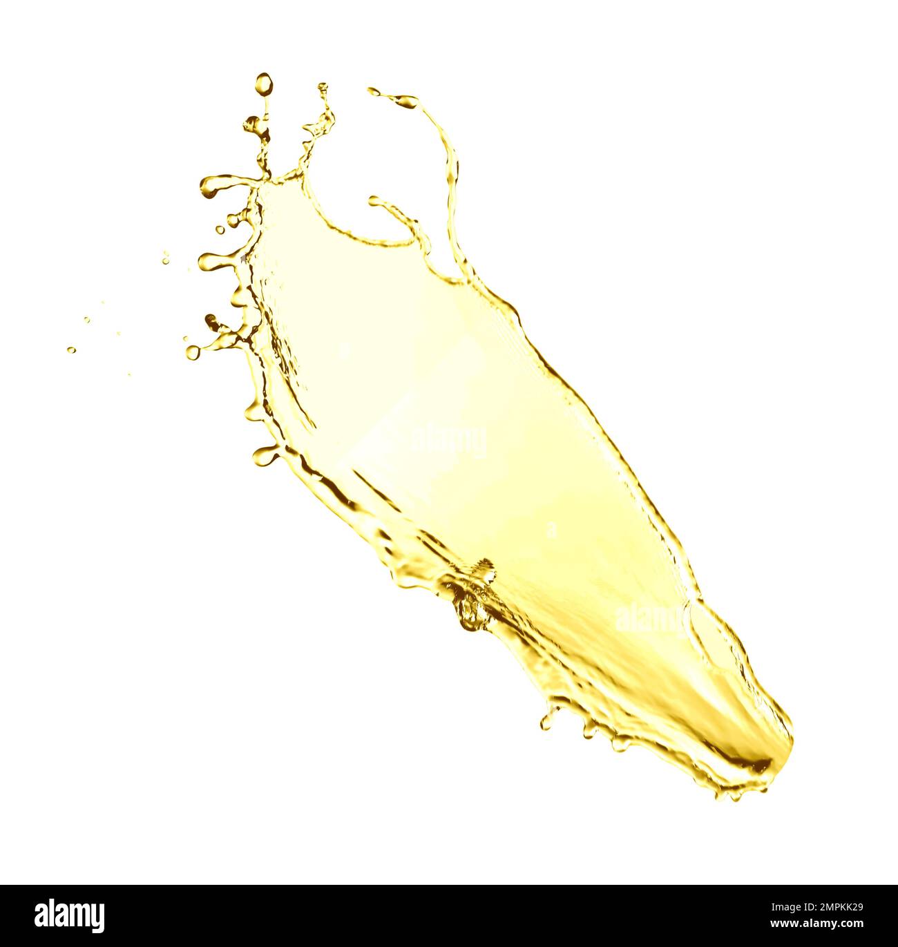 Spruzzi di olio da cucina naturale su fondo bianco Foto Stock