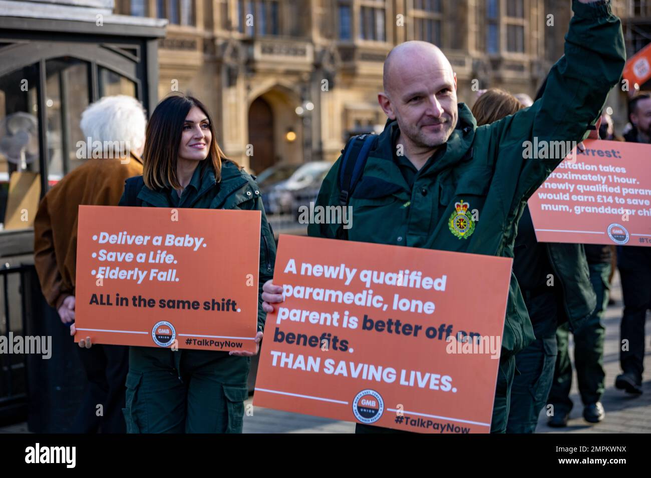 Londra, Regno Unito. 31st Jan, 2023. I lavoratori dell'ambulanza di GMB fanno pressione su MP's over pay a Portcullis House London UK Credit: Ian Davidson/Alamy Live News Foto Stock